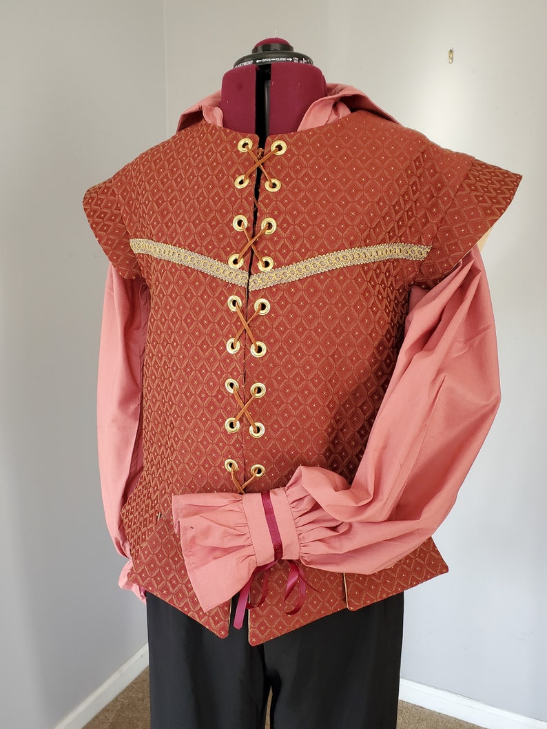 Burgundy and gold Med Renaissance Doublet