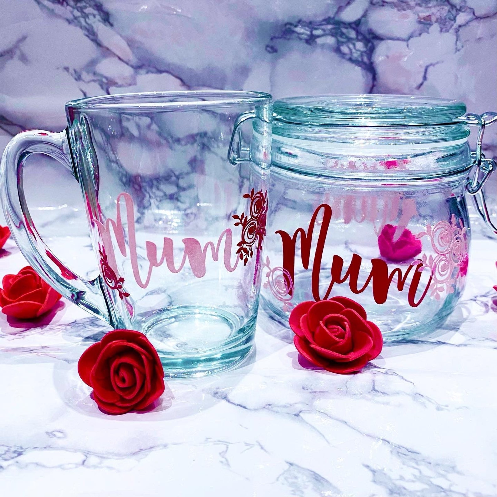 Personalised Mothers Day cups and treat jar set Etsy