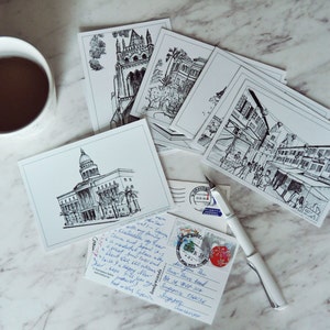 Singapur auf Papier - Postkarten Set von 8, Urban Skizze, Architektur Skizze, Penpal Postkarte Geschenk