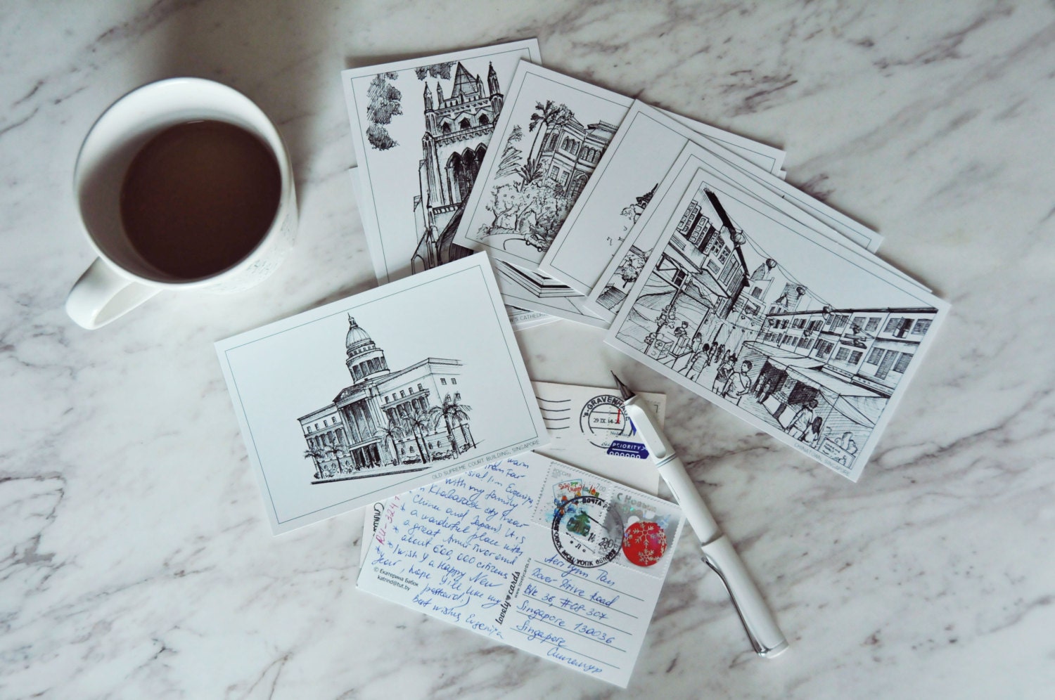Singapore on Paper - Postcards Set of 8, Urban Sketch