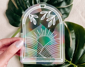 Dawn Suncatcher  | Holographic rainbow sticker, Vinyl sticker decal, Rainbow maker, Window Decal, Plant lover, Prism window sticker