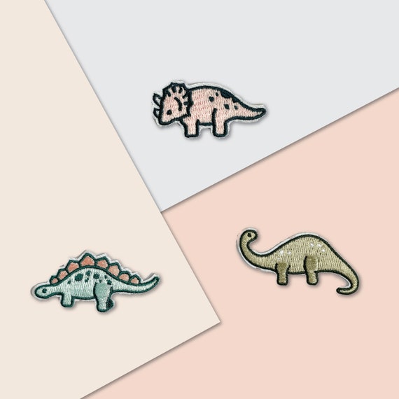 Jurassic Pals Animal Embroidery Cute Iron-on Patch, Dino Stegosaurus  Brontosaurus Triceratops Patches, Embroidered Dinosaurs 