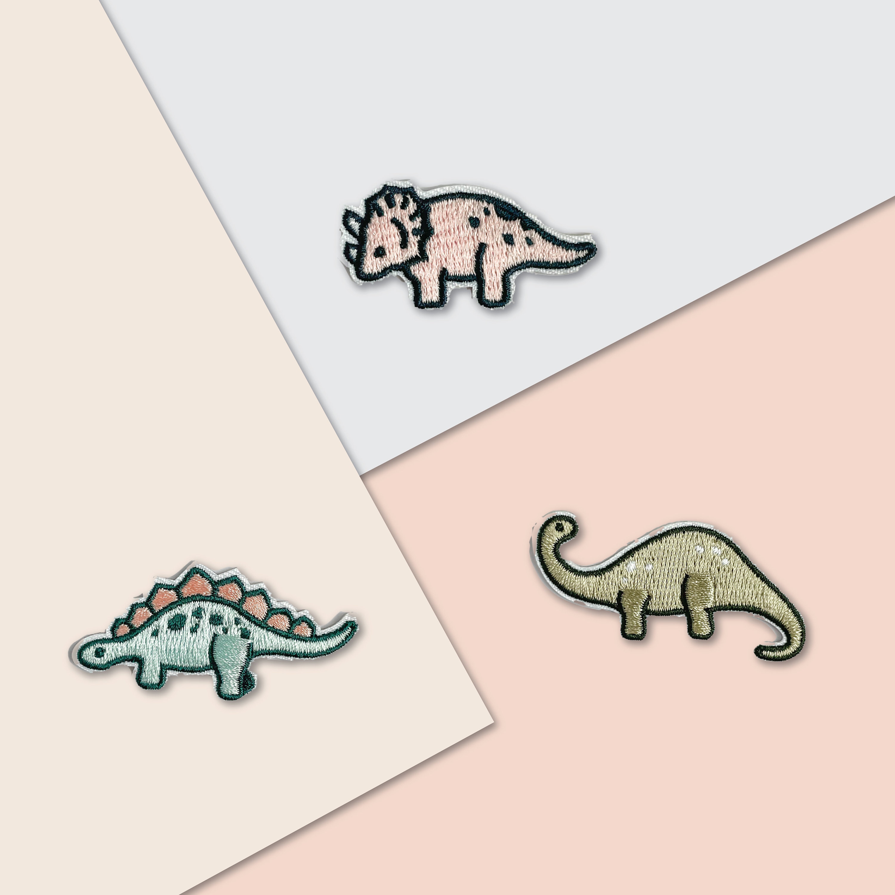 Jurassic Pals | Animal Embroidery Cute Iron-on Patch, Dino Stegosauru…