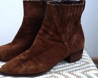 Vintage Brown Suede Leather Western Cowboy Boots / EUR 39.5 / US 8.5 / UK 6.5 / Shoes / Shoe / Cowgirl / Womens Country / Kentucky Booties