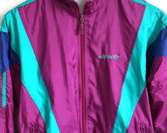 Vintage Adidas Windbreaker Chaqueta / Hombres / Mujeres / S / Chándal / Sudadera Track Top / Ropa Deportiva Activewear / Suéter Púrpura Jumper 90s