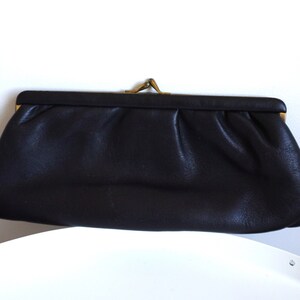 Vintage 90s Genuine Leather Handbag / Hand bag / Portfolio Black / Wallet / Purse / Clutch / Clutches / Evening Black