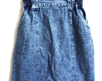 Vintage Denim Skirt / High Waist / Jean Midi Mini Blue / High Waisted / Summer / 90s / 80s / Acid Wash / S / Small / Skirts / Jeans