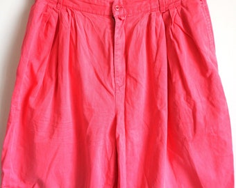 Short en jean vintage des années 90 / Femme / Rose vif / Taille haute / A la taille / Court / Jean / Large / L / 33 / Large / Ballon