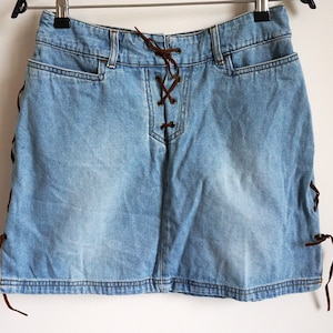 Vintage 90s Mini Jeansrock / High Waist / Jeansrock / mini Länge / Röcke / 90s / Jeans / Hellblau / M / Medium / 40