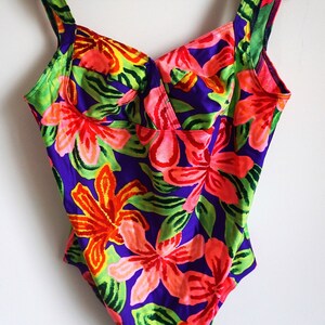 Vintage One Piece Swimsuit / Floral / Flowers / 80s 90s / Small / S / Pinup / Bathing suit / Swimwear / Onepiece / Swim /