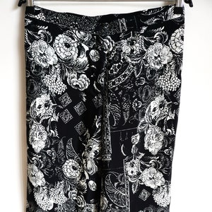 Vintage Women&#39;s 90s Pants / Fluffy / Floral / Flowers / Large L / High Waist / Trousers / Summer / Yoga Pants / Joggers / Sweatpants / Black