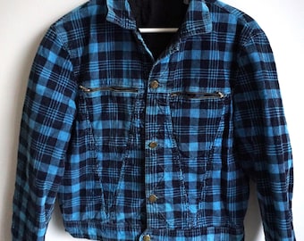 Vintage 90er Jahre Blaue Samt Oversized Jacke - Grunge Bomberjacke
