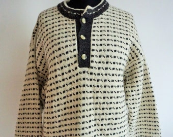 Vintage Norweger Pulli von BOUVIAC Norwegen skandinavischen Folk Pullover Nordic Muster große Größe L Vintage Norweger Pulli von BOUVIAC Norwegen skandinavischen Folk Pullover Nordic Muster große Größe L