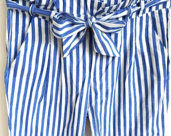 Vintage Women's Pants / Fluffy / Sailor / Medium / M / High Waist / Trousers / Summer / Yoga Pants / Sweatpants / Stripes / Stripped