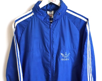 Vintage ADIDAS Windbreaker Jacket: Blue Track Top, Size M