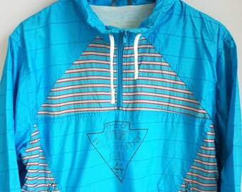 Vintage sportkleding/hardloopuitrusting jas/windjack/trainingspak track top/klein/S/uitloper/activewear/blauw/parachute Chicago