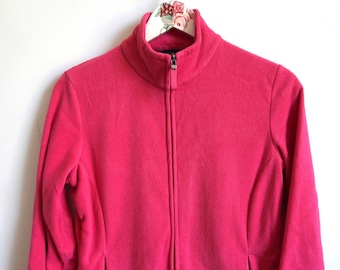 Vintage Pink Fleece Pullover Sweater: Warm Winter Activewear
