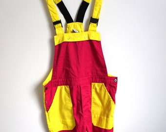 Peto de festival vintage: estampado loco rosa y amarillo, talla M/L