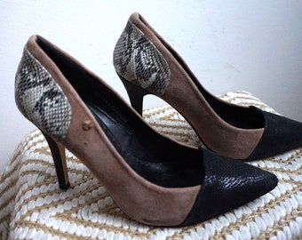 Vintage Leather High Heel Shoes / Pumps / EU 36 / US 6 / UK 4 / Genuine leather / High Heels / Boots / Pump / Shoe / Platform Booties Retro