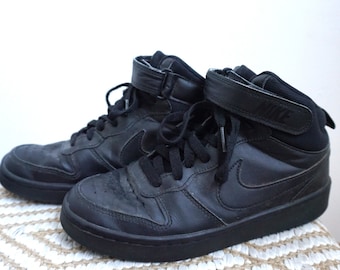Vintage Nike Leather Boots / Black / High / Sneakers / Shoes / Shoe / UK 4.5 / Eur 37.5 / US 7 / Tie Basketball / Trainers / Joggers