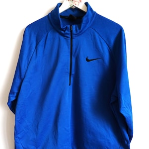 Vintage Men&#39;s Nike Jacket / XL  XXL Oversize Tracksuit / Track Top Sweatshirt / Activewear / Sportswear / Windbreaker Sweat Run Blue Dri-fit