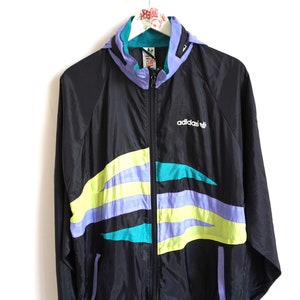 Vintage Adidas Windbreaker Jacket / Shell / M / Tracksuit / Track Top Sweatshirt / Activewear Sportswear / Sweater Sweat Blue Black / Jumper