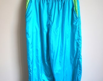 Vintage blauwe nylon trainingsbroek: joggingbroek jaren 90, maat L