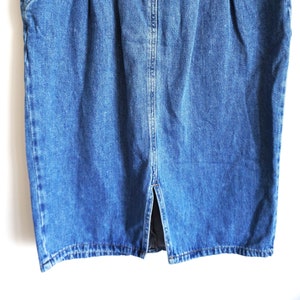 Vintage Denim Skirt / High Waist / Jean / Midi / Pencil / Blue / High Waisted  / 90s / Medium M / Skirts / Jeans