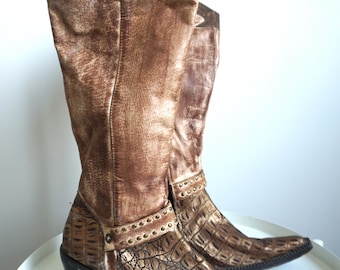 Botas vaqueras vintage de cuero marrón estilo western, talla 9 de EE. UU. / 40 de EUR para mujer.