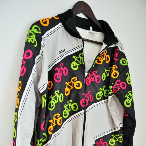Bicicleta Vintage chaqueta / parka / rompevientos / deportiva / bicicleta / caballo / deportes / Velo / Hipster / Made in Italy