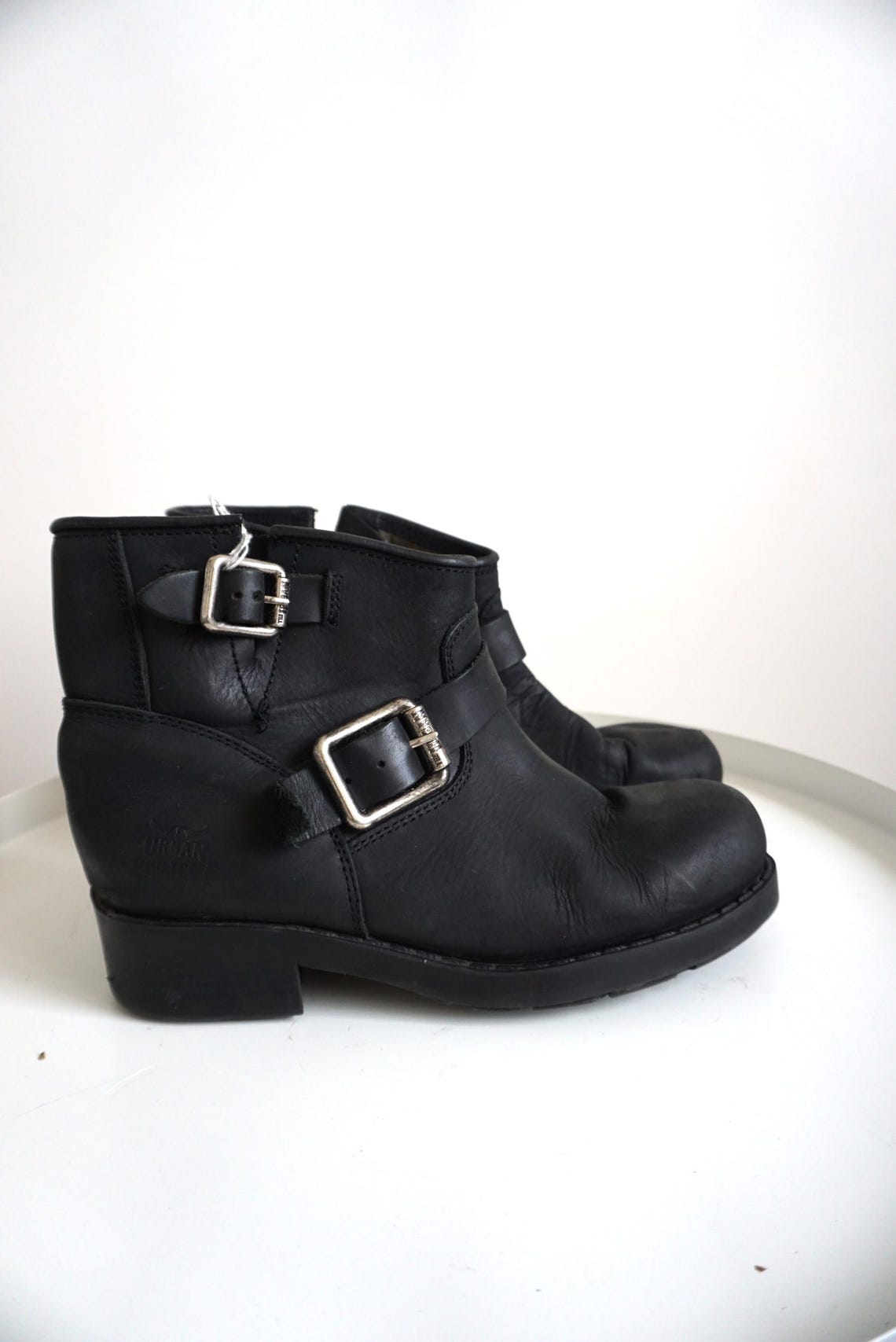 Vintage Black Leather Cowboy Boots: Women's Western Cowgirl Booties - US 6.5 / EUR 37, foto 2 di 5