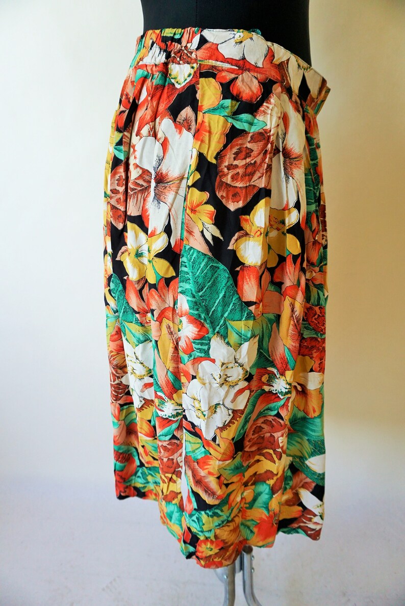 Vintage Summer Skirt Skirts High Waist High Waisted Flowers Floral Midi 90s 80s large l 44 Party Sun Romantic