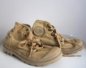 Vintage Palladium Plateau Sneakers: Khaki Jungle Boots, US 7 / EU 38