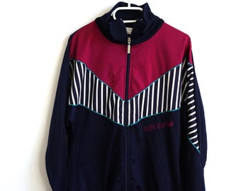 Kurtka sportowa Adidas Vintage: niebiesko-różowa, unisex, rozmiar L