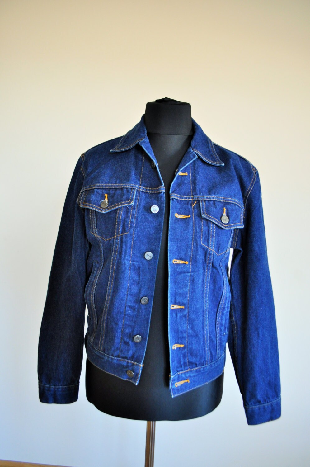 Vintage Dark Denim Jacket / Oversize / Jean / Woman Medium / Etsy