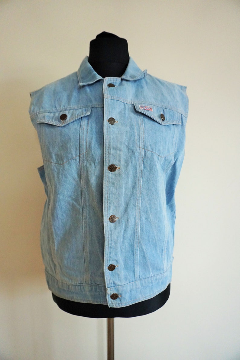 Vintage Denim Vest / Oversized / Jean / M / Shirt / Blouse / | Etsy