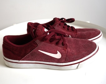 Vintage NIKE Suede Skate Sneakers, Maroon/White, US 7.5