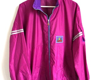 Vintage Raincoat / Rain coat / Windbreaker Outwear / Activewear / Jacket / Tracksuit / Track Top / Shell Hood / L / Large Parka Purple / Run