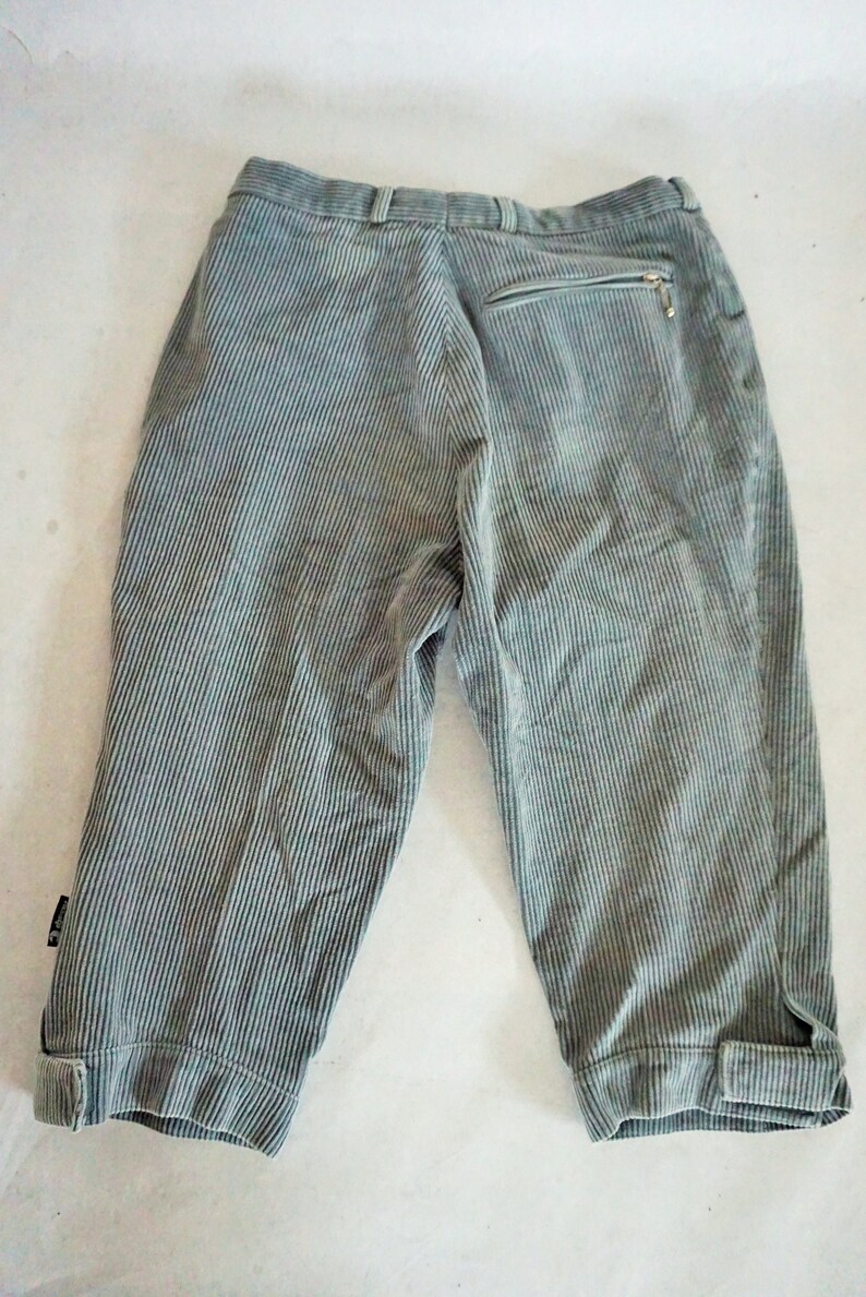 Vintage Womens Velvet Shorts Gray Blue Fusalp High Waisted High waist long shorts 42 33 Capris Trousers