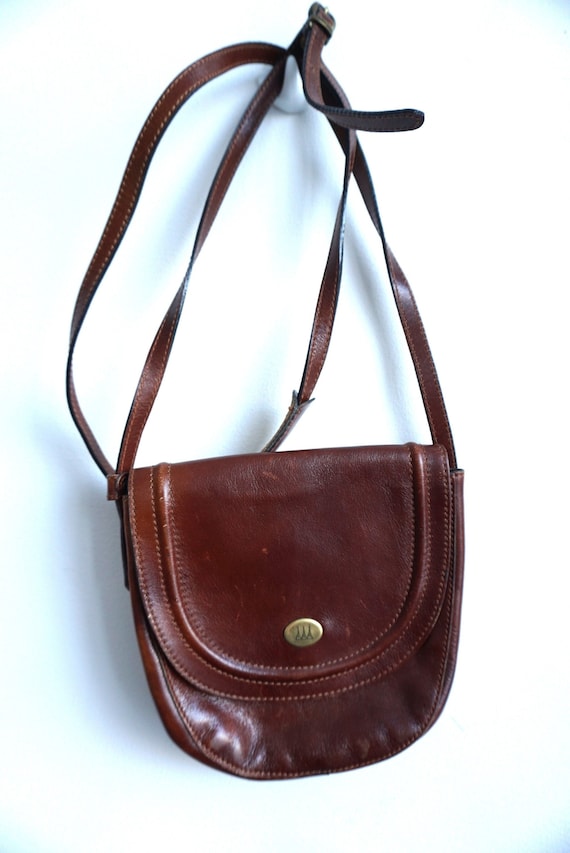 Vintage Genuine Leather Handbag: Brown Portfolio Clutch