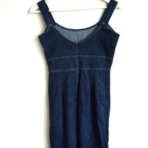 Vintage Denim Dress / Sleeveless / Buttons down / Small S / Dark Blue / Jean Dress / Dresses / Mini