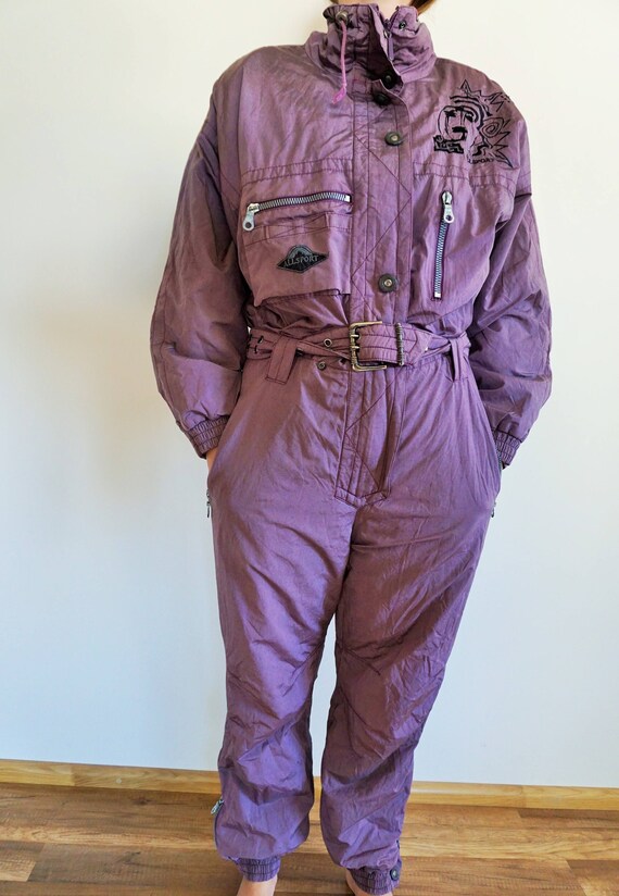 Vintage One Piece Skiing Suit / Ski Wear / Purple