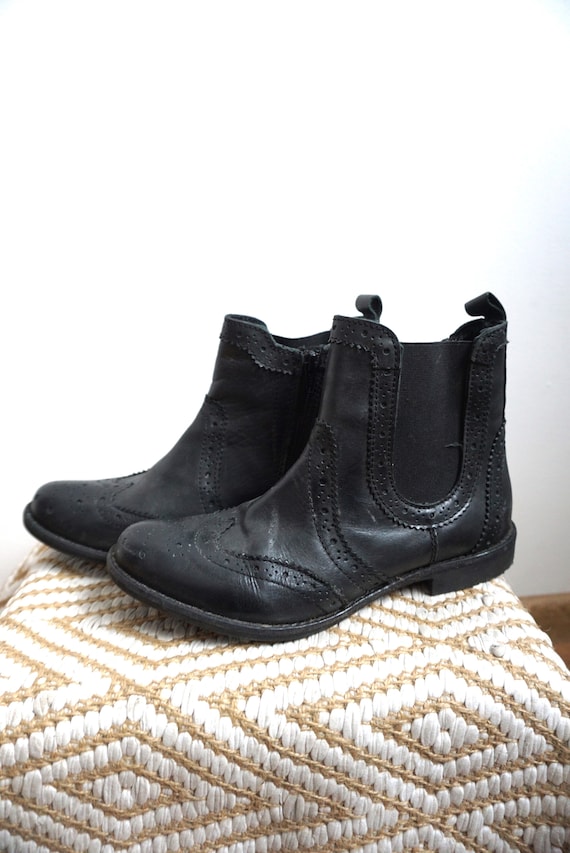 Vintage Western Cowboy Boots / Black Genuine Leat… - image 4