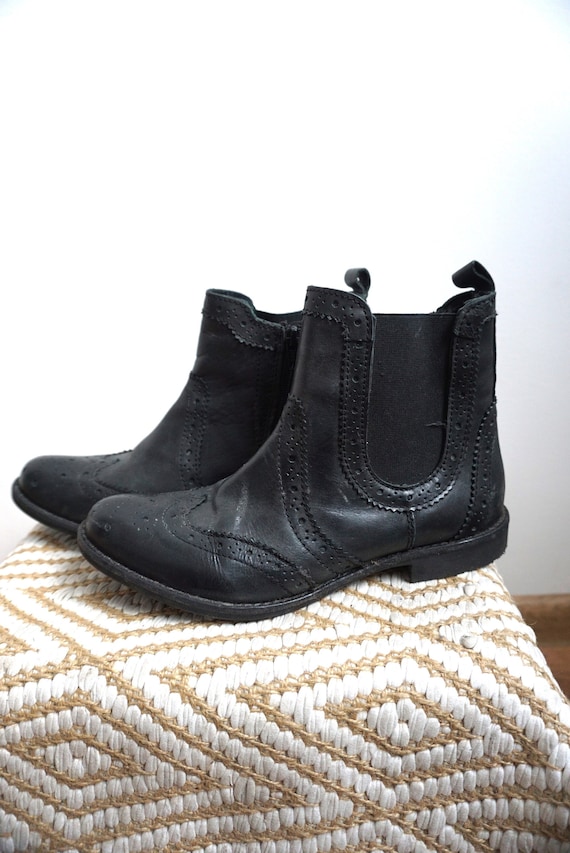 Vintage Western Cowboy Boots / Black Genuine Leat… - image 1