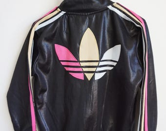 Vintage Trefoil logo Adidas Track Jacket: Black S, Sweatshirt, Shiny