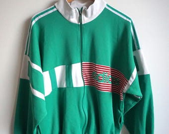 Vintage Adidas Track Jacket: Green & White L Unisex Sportswear