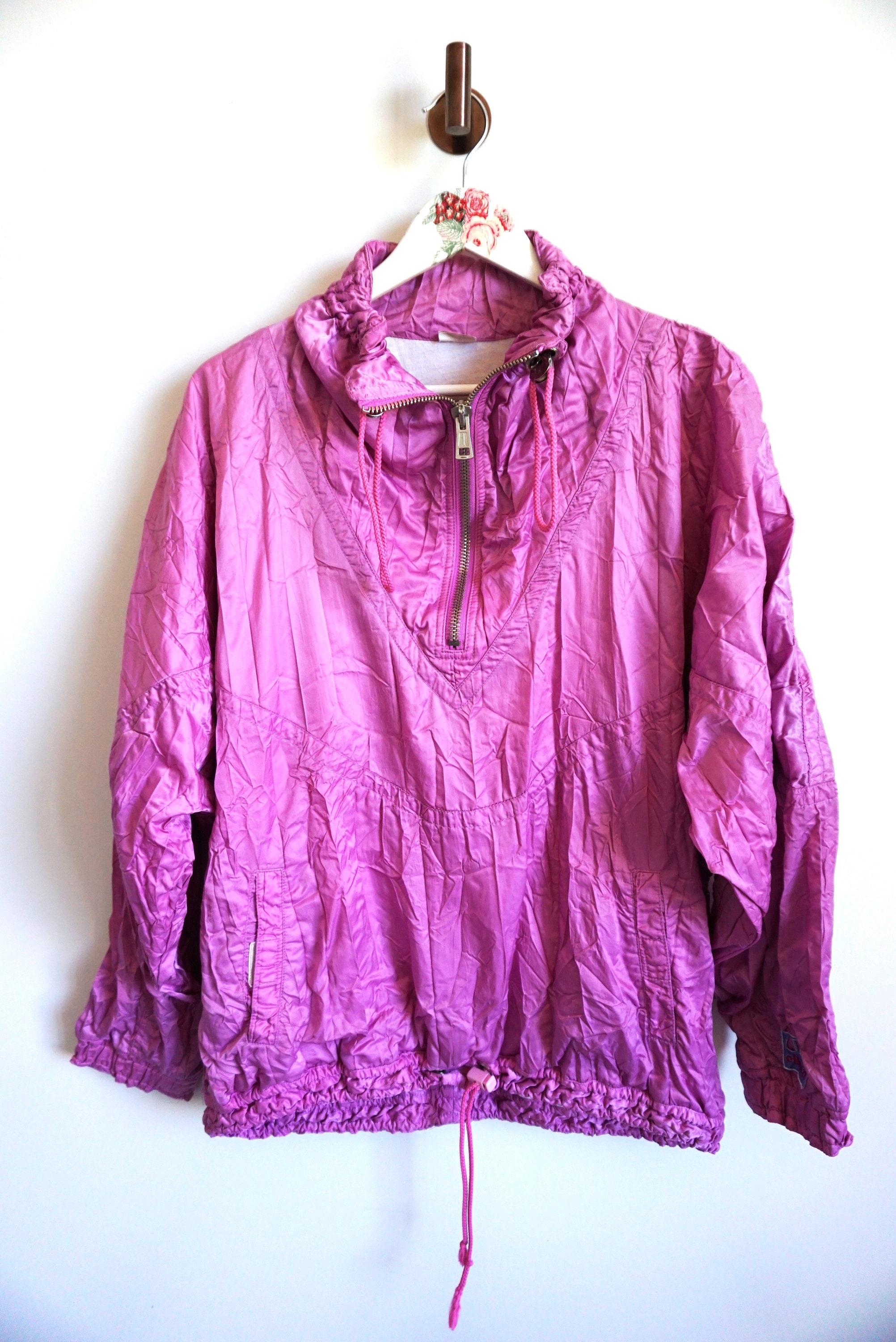 ellesse ピンク ストライプ ジャケット 165 Vintage 90s Ellesse Windbreaker Jacket: Pink & Purple Parachute