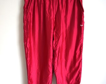 Vintage FILA Pink Parachute Pants: M, Ribbon Waist