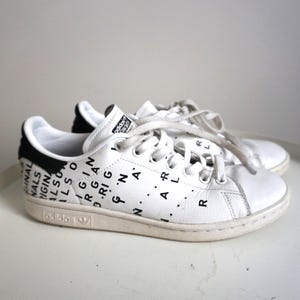 Vintage ADIDAS blanc baskets en cuir / bottes / chaussures / chaussures / 6,5 UK / 40 Eur / US 8 / logo trèfle / baskets à cravate / pantalon de jogging / Stan Smith