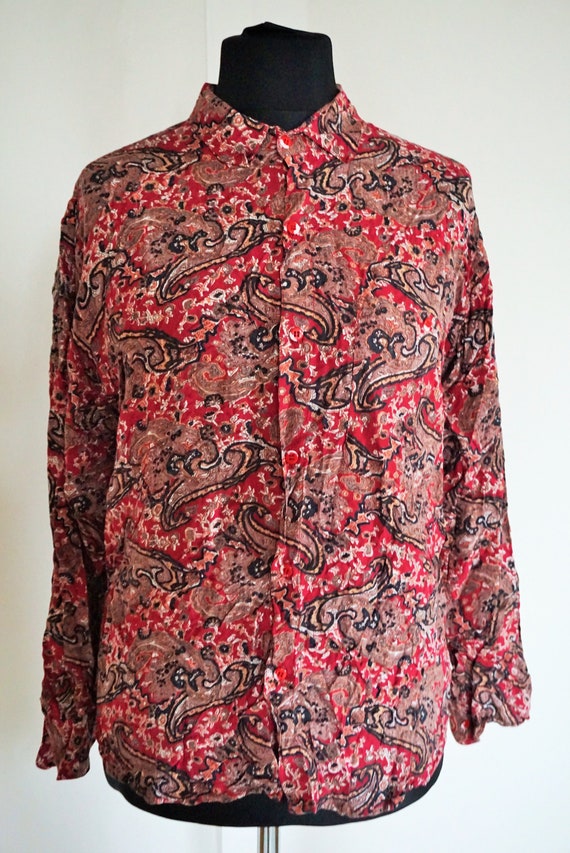 Vintage Women's Blouse / Top / Blouses / Shirt / Red / 90s | Etsy